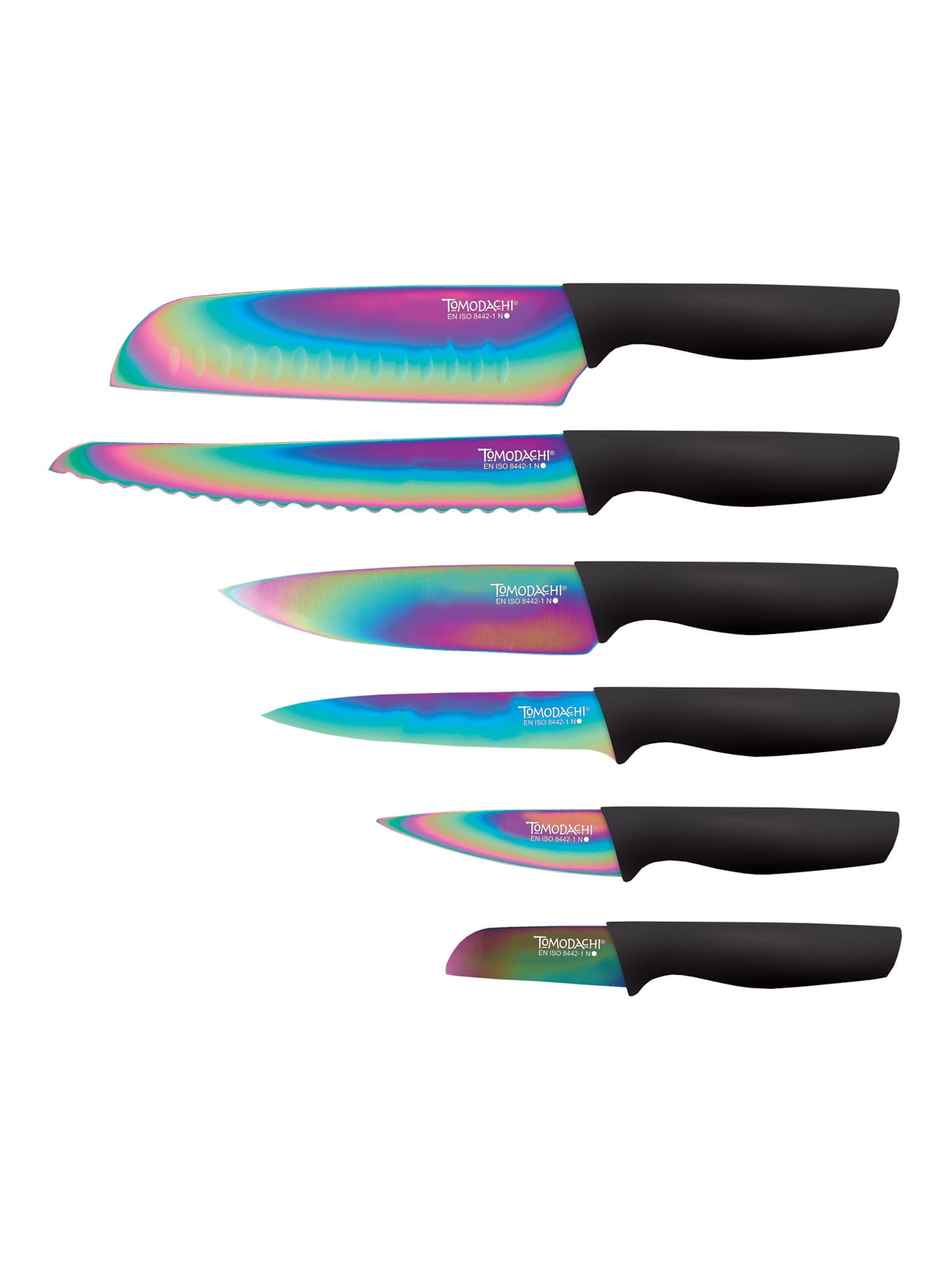 Tomodachi 6 Pc. Colorful Kitchen Knife Set with Matching Cases