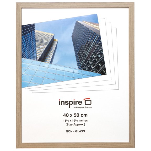 Hampton Frames | Picture Frame | 40x50cm, Oak Effect, Engineered Wood, Acrylic Front | Lightweight, Shatter-Resistant, Wall Mount | Display Photos, Posters, Artwork