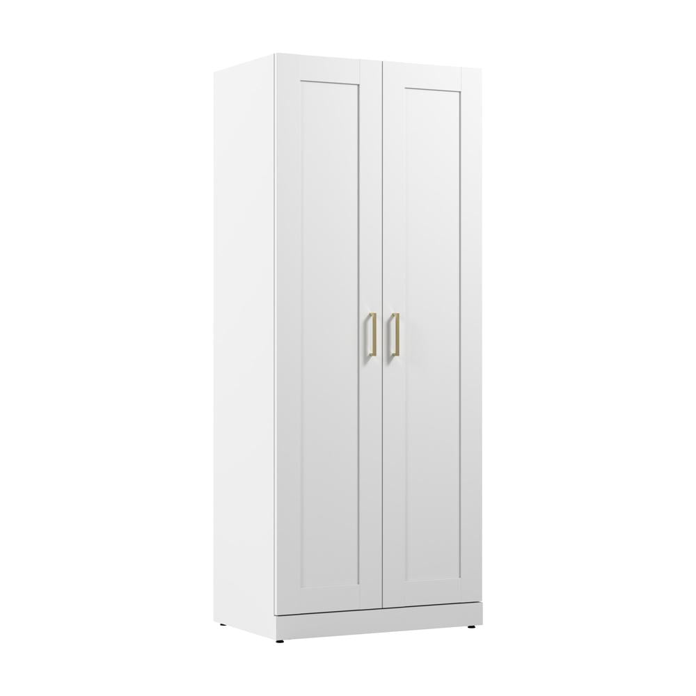 Hampton Heights 30W Tall Storage Cabinet with Doors in White - Engineered Wood