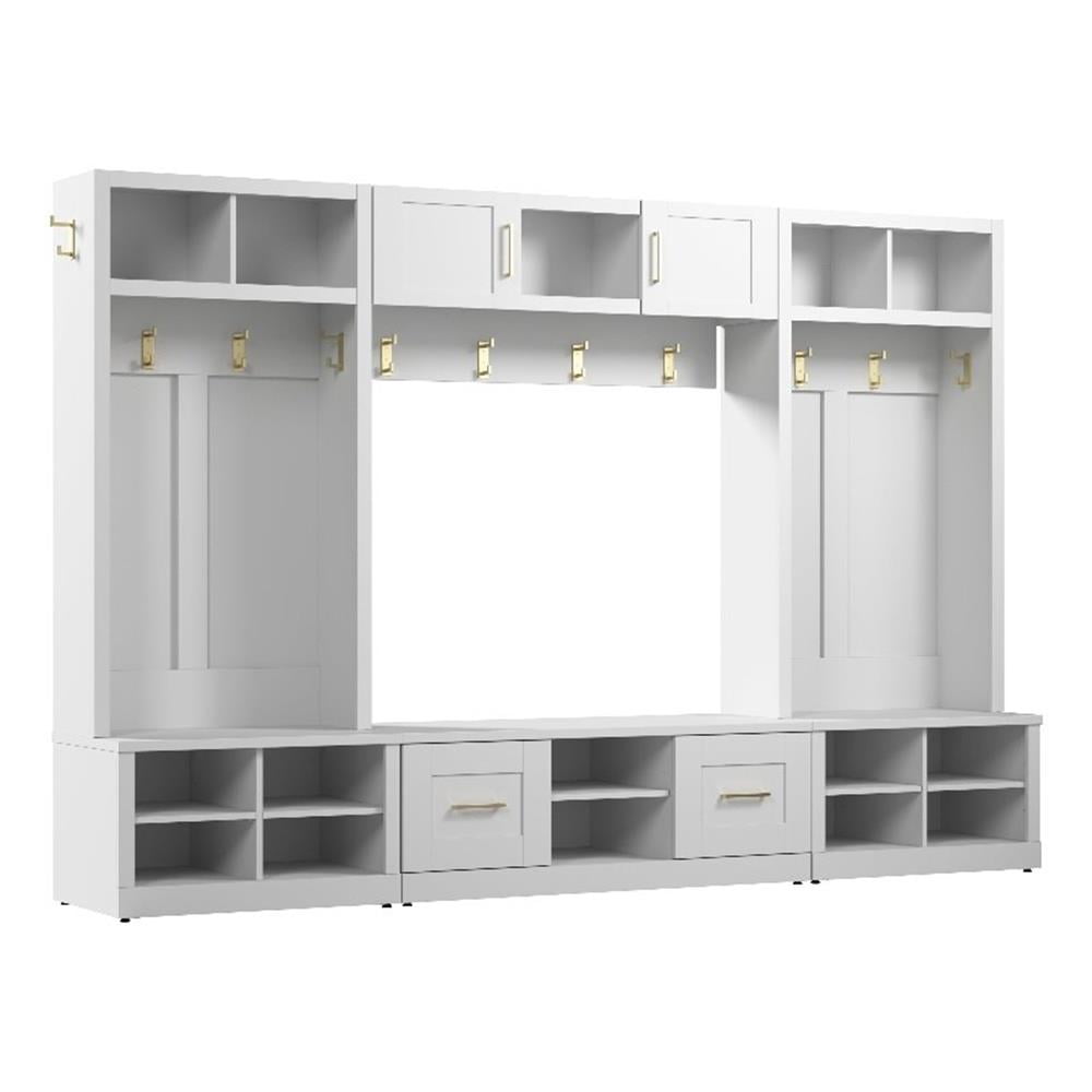 Hampton Heights Full Entryway Storage Set in White - Engineered Wood ...