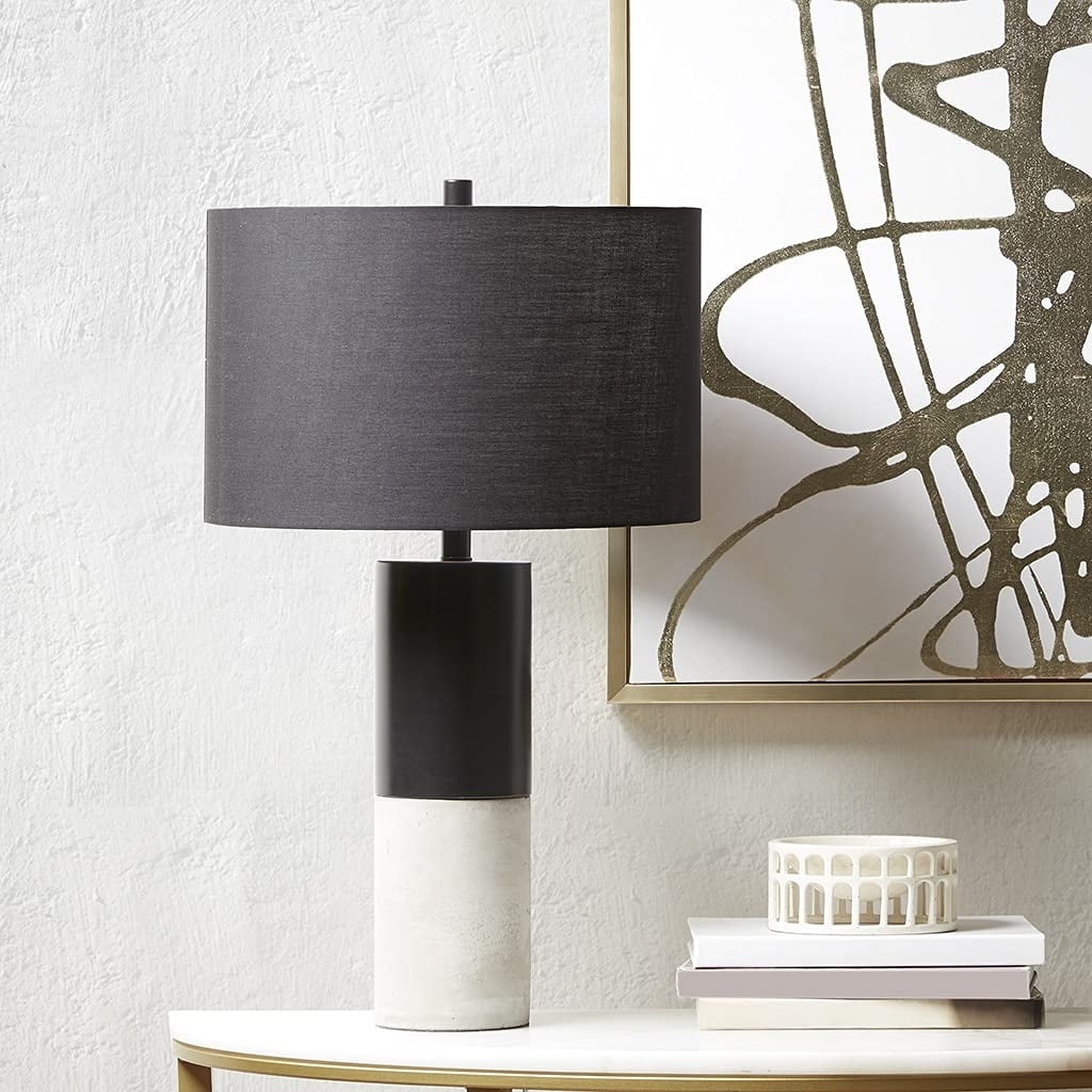 Fulton 27.5" Black Concrete and Steel Table Lamp Set