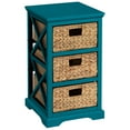 thumbnail image 1 of Hampton Meadows 3 Tier X-Side End Storage Cabinet with 3 Wicker Baskets, Teal, 1 of 6