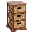 thumbnail image 1 of Hampton Meadows 3 Tier X-Side End Storage Cabinet with 3 Wicker Baskets, Walnut, 1 of 6