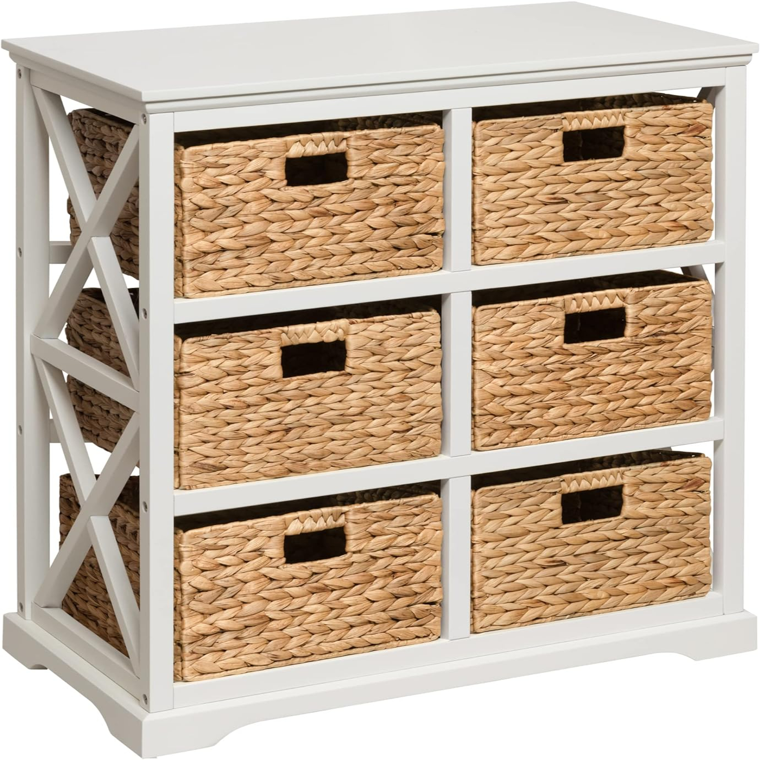 Hampton Meadows 3 Tier XSide End Storage with 3 Wicker Baskets