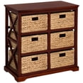 thumbnail image 1 of Hampton Meadows 3 Tier X-Side End Storage Cabinet with 6 Wicker Baskets, Cherry, 1 of 7