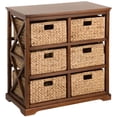 thumbnail image 1 of Hampton Meadows 3 Tier X-Side End Storage Cabinet with 6 Wicker Baskets, Walnut, 1 of 7
