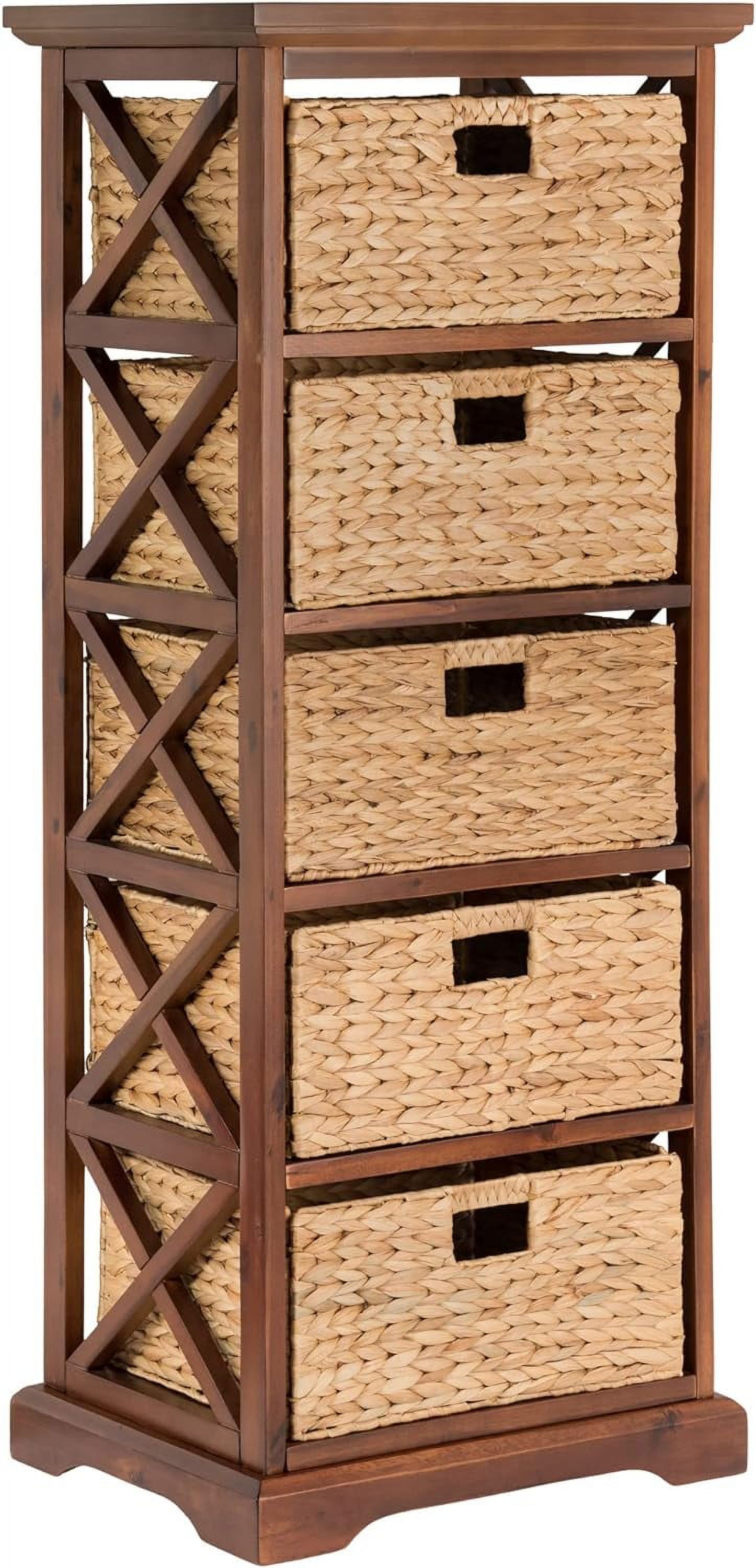 Hampton Meadows 5 Tier XSide End Storage with 5 Wicker Baskets
