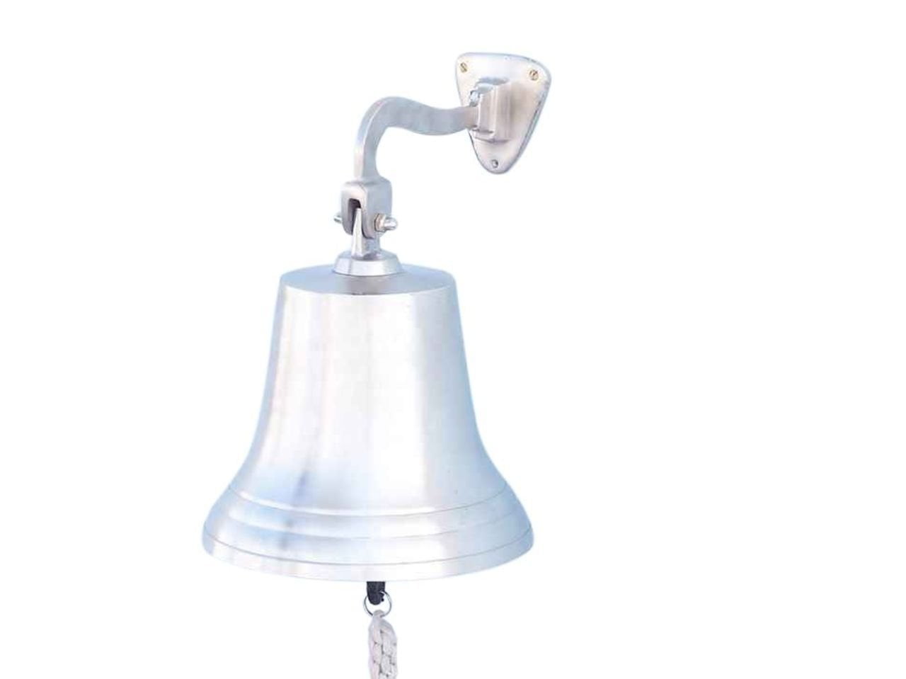 Hampton Nautical 3xglass-101 Brushed Nickel Hanging Ship's 15" Bell-Nautical Decoration, 15 inch