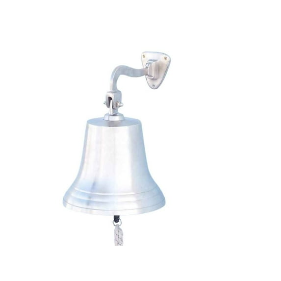 Hampton Nautical 3xglass-101 Brushed Nickel Hanging Ship's 15" Bell-Nautical Decoration, 15 inch