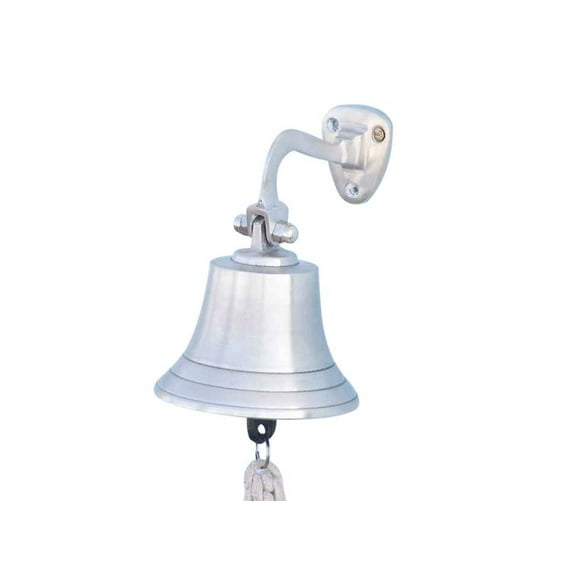 Hampton Nautical 3xglass-101 Brushed Nickel Hanging Ship's 6" Bell-Nautical Decoration, 6 inch
