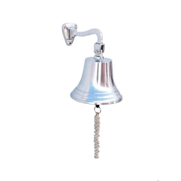 Hampton Nautical 3xglass-101 Chrome Hanging Ship&APOSS Bell 9" Nautical Home Decoration, 9 inch