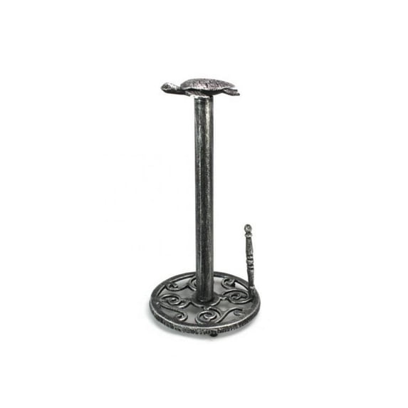 Hampton Nautical Antique Silver Cast Iron Paper Towel Holder 13"-Sea Turtle Beach Decor
