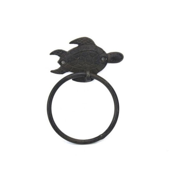 Hampton Nautical Cast Iron Towel Holder 7"-Sea Turtle Beach Decor