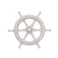 thumbnail image 1 of Hampton Nautical Classic Wooden Whitewashed Decorative Ship Steering Wheel 12" - Nautical Home Decoration, 1 of 2