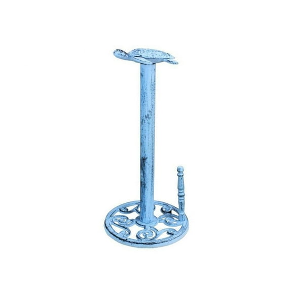 Hampton Nautical Dark Blue Sea Turtle Paper Towel Holder 13"-Crab Beach Decor-Cast Iron