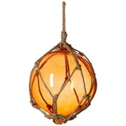 Hampton Nautical Orange Japanese Glass Ball Fishing Float with Brown Netting Decoration 2