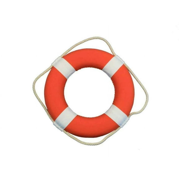 Hampton Nautical Orange Styrofoam Decorative Life Ring
