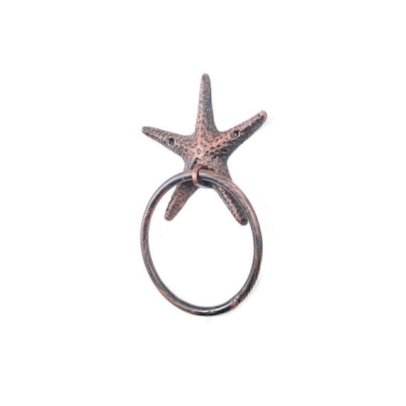 Hampton Nautical Rustic Copper Cast Iron Starfish Towel Holder 8.5" - Decorative Starfish - Coas