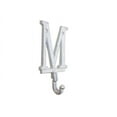 thumbnail image 1 of Hampton Nautical Whitewashed Cast Iron Letter M Alphabet Wall Hook 6" - Vintage Wall Decor - Cas, 1 of 2