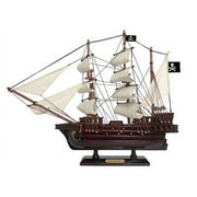 Hampton Nautical Wooden Captain Kidds Adventure Galley White Sails Pirate Ship Model 15 - Boat