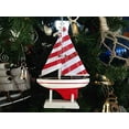 thumbnail image 1 of Hampton Nautical Wooden Red Striped Sailboat Model Christmas Tree Ornament, 1 of 2
