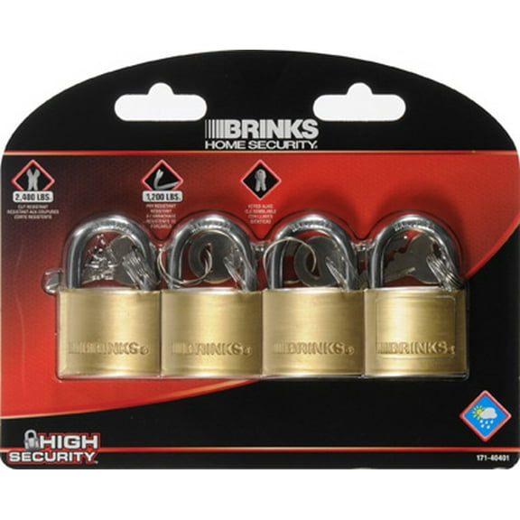 Hampton Prod Intl 171-40401 4-Pack 1-9/16 Inch Solid-Brass Pin Tumbler Padlock