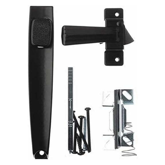 Wright Products Push-Button Screen Door Latch, Black, for Out-Swinging Wood and Metal Doors