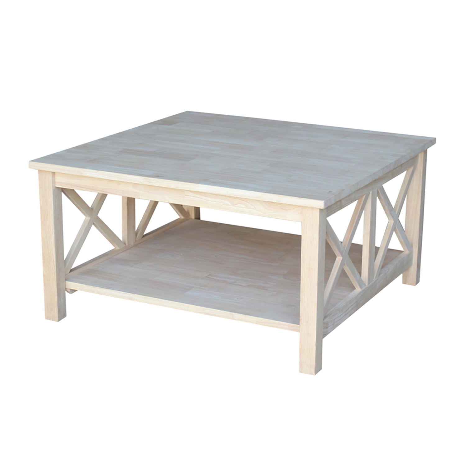 Hampton 41" Natural Wood Square Coffee Table with Storage