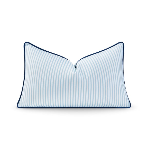 Hampton Style Patio Indoor Outdoor Pillow Cover Only  12"x20" Water Resistant For Backyard Couch Blue Stripe