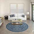thumbnail image 1 of Hampton Traditional 8' Round Navy and Gray Polypropylene Indoor Area Rug, 1 of 7