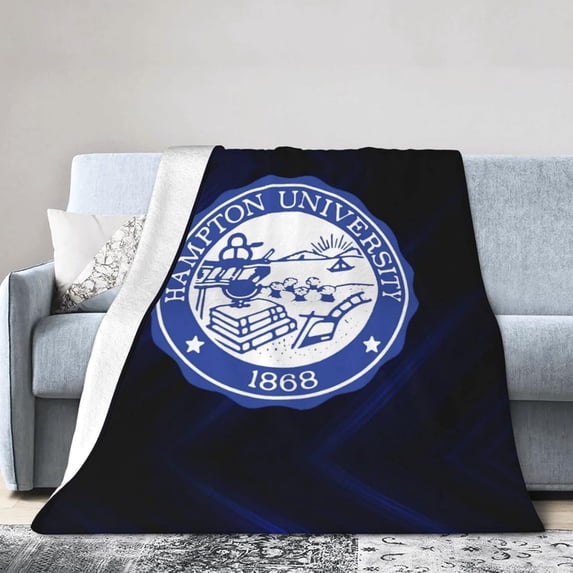 Hampton University Logo Fleece Blanket, Very Soft Microfiber Flannel Blanket for Couch Warm and Cozy for All Seasons