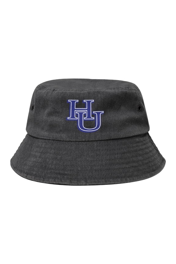 Hampton University Logo Washed Bucket Hat For Men Women Denim Bucket Hat Sun Hat Cowboy Fishing Beach Hat