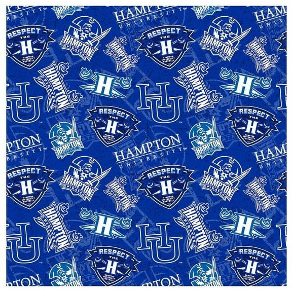 Hampton University Pirates Cotton Fabric with Tone On Tone Print and Matching Solid Cotton Fabrics