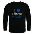 thumbnail image 1 of Hampton University Pirates I Love Crewneck Sweatshirt, Black - 2XL, 1 of 1