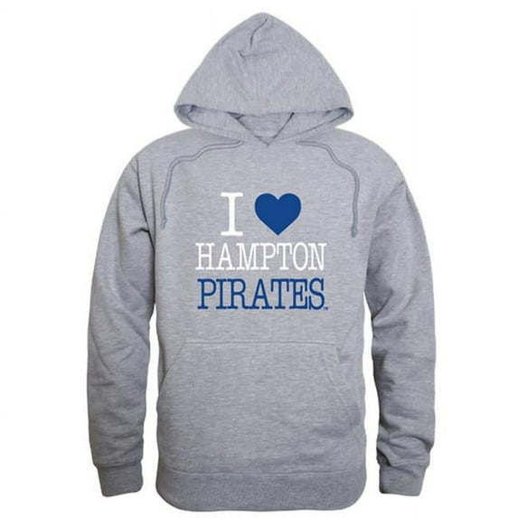 Hampton University Pirates I Love Hoodie, Heather Grey - Small