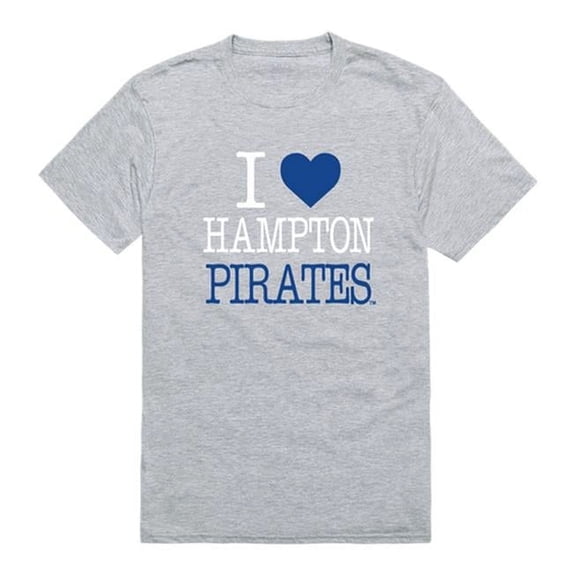 Hampton University Pirates I Love T-Shirt, Heather Grey - Extra Large