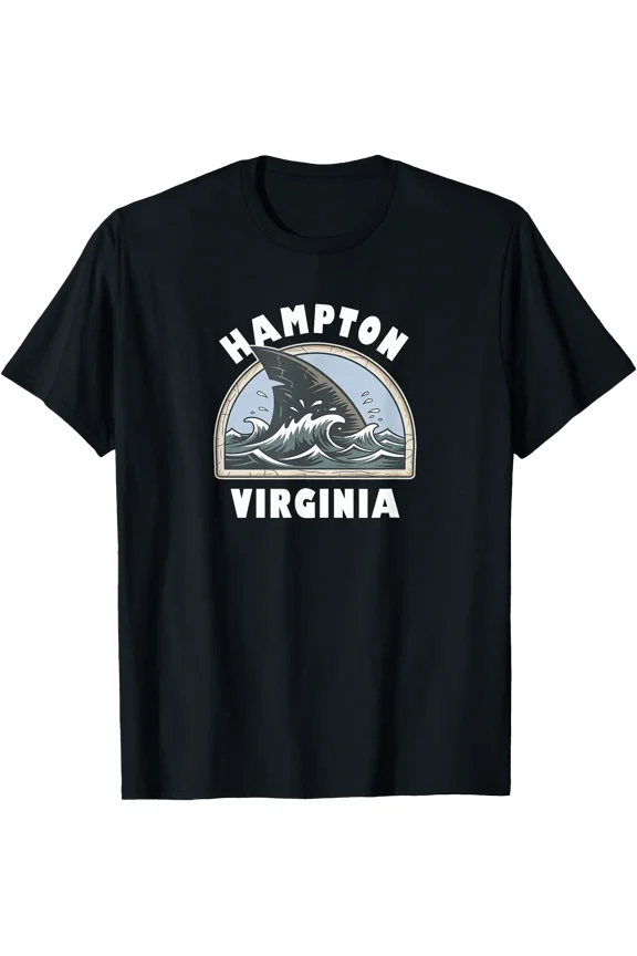 Hampton Virginia Shark Fin Beach Vacation Souvenir T-Shirt , Vintage T-Shirt