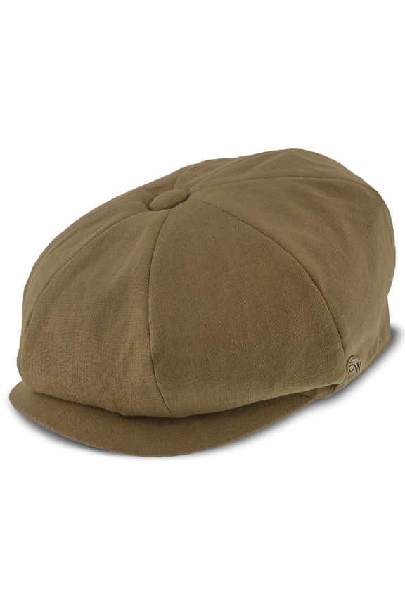 Hampton - Walrus Hats Sand Linen 8 Panel Newsboy Cap