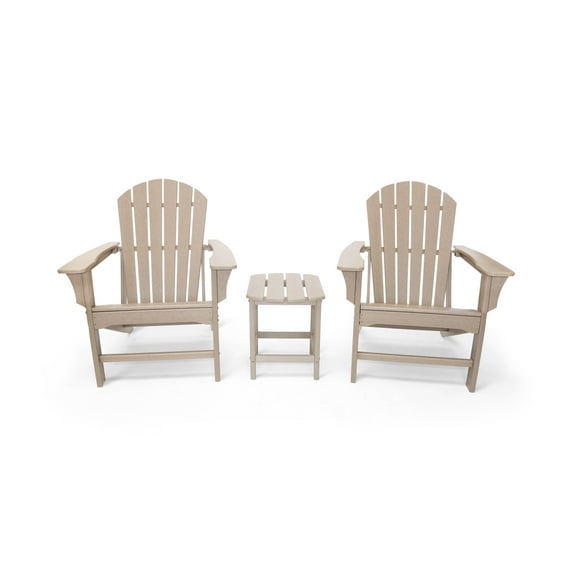 Hampton Weather Wood Outdoor Patio Adirondack Chair and Table Set (3-Piece)