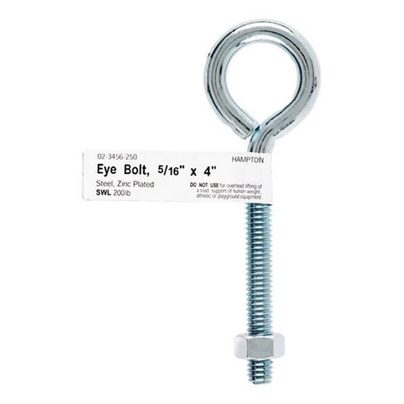 Hampton Zinc Plated Steel 4 in. L Eyebolt