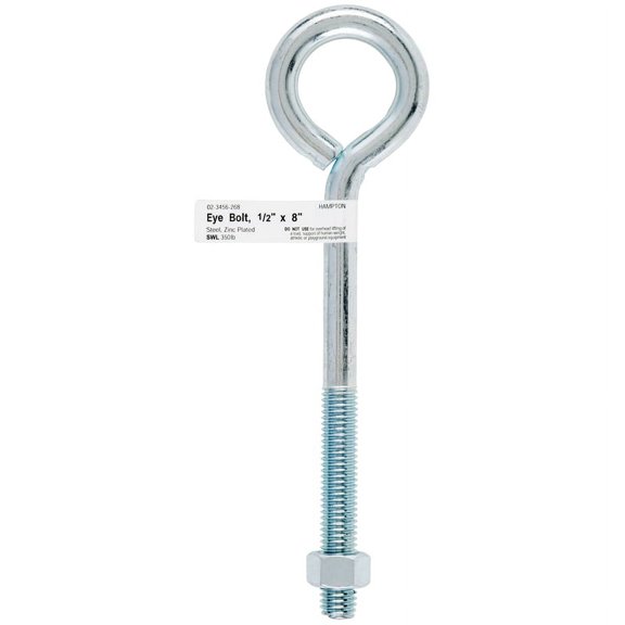 Hampton Eyebolt 0.445" 1-1/4" 8" Overall 3" Tread 350 Lb Bulk Stl Pack of 5