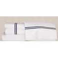thumbnail image 1 of Hamptons 300 Thread Count 100% Egyptian Cotton Bed Sheet Set (Navy Blue Trim Only) with 1 Flat, 1 Fitted and 2 Pillowcases. (Queen Size, White), 1 of 2