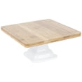thumbnail image 1 of Hamptons Square Bamboo Serving Stand - with Porcelain Base - 8" x 8" x 4" - 1 count box, 1 of 3