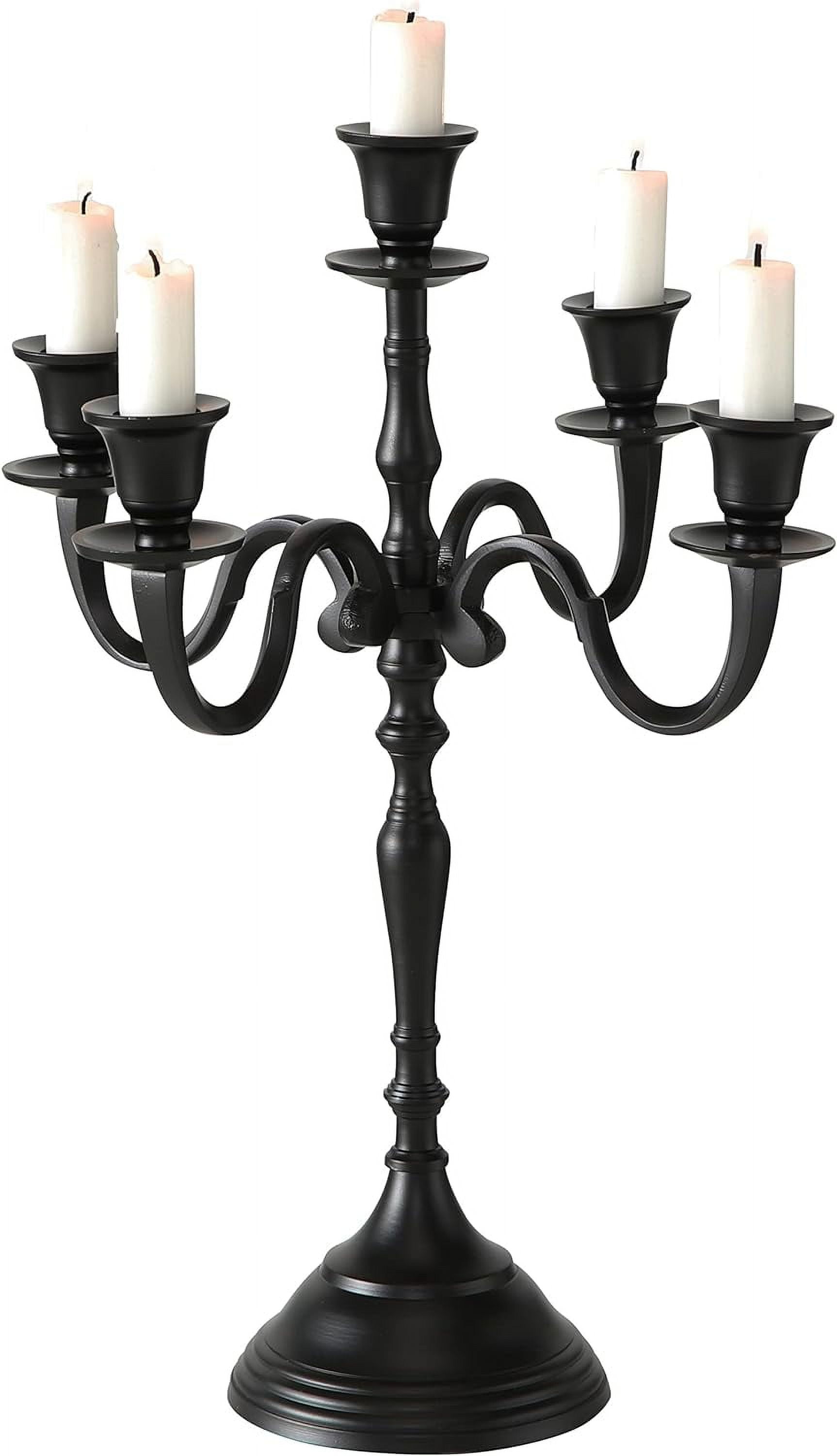 Rustic Black Aluminum 5-Candle Tabletop Candelabra, 15.75 Inches