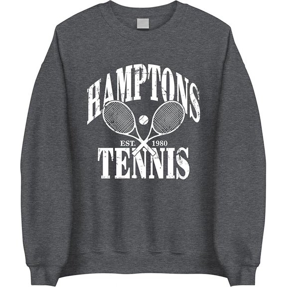 Hamptons Tennis Est 1980 Sweatshirt - Tennis Crewneck for Women