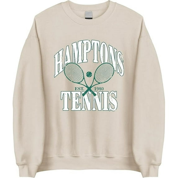 Hamptons Tennis Est 1980 Sweatshirt - Tennis Crewneck for Women