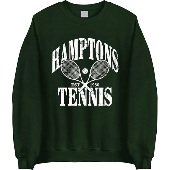 Hamptons Tennis Est 1980 Sweatshirt - Tennis Crewneck for Women