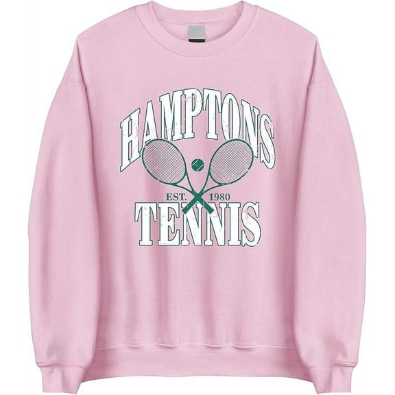 Hamptons Tennis Est 1980 Sweatshirt - Tennis Crewneck for Women