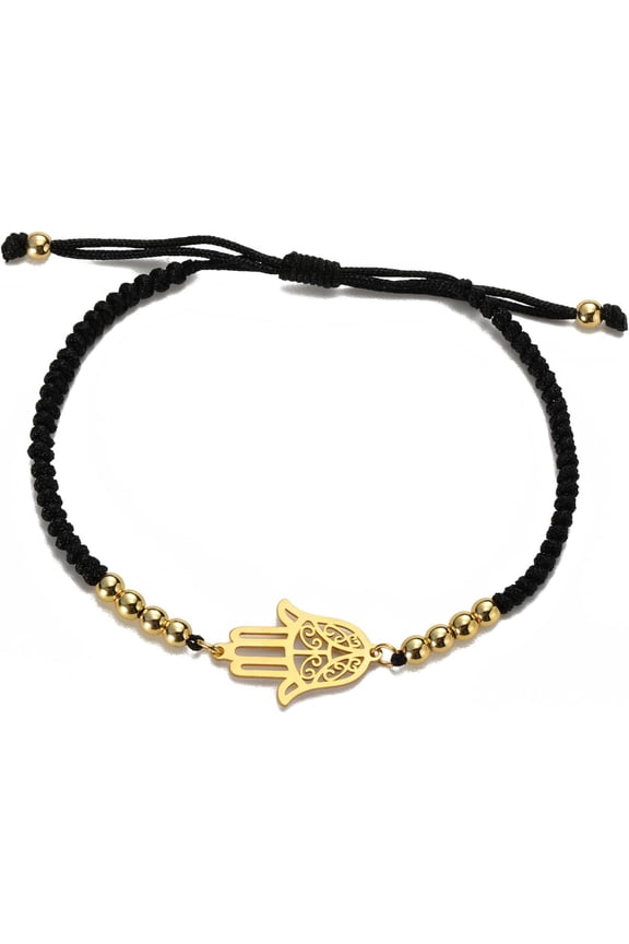 Hamsa Bracelet Hand of Fatima Bracelet Adjustable Beaded Couple Bracelets Kabbalah Fatima Hand Amulet Jewelry Handmade Braided Rope Lucky Red String Bracelet