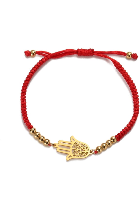 Hamsa Bracelet Hand of Fatima Bracelet Adjustable Beaded Couple Bracelets Kabbalah Fatima Hand Amulet Jewelry Handmade Braided Rope Lucky Red String Bracelet